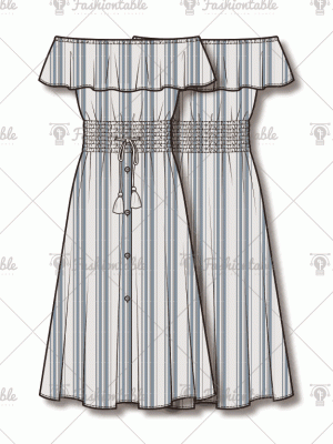 off shoulder dress fashion flat