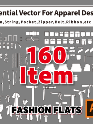 [어도비 일러스트레이터용]Fashion Template Essential vector for apparel design-total-160개