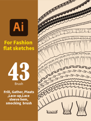 [어도비 일러스트레이터용]Fashion brush -lace, frill, sleeve hem,smocking Brush+gather, Pleats, Lace-up