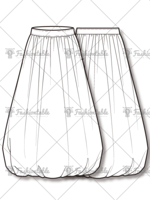 Long Balloon Skirt fashion flat sketches