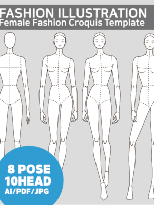 Female Fashion Croquis Template – 4종 set