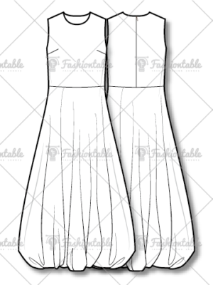 Sleeveless Balloon Maxi Dress 민소매 벌룬 긴기장 원피스 패션 도식화