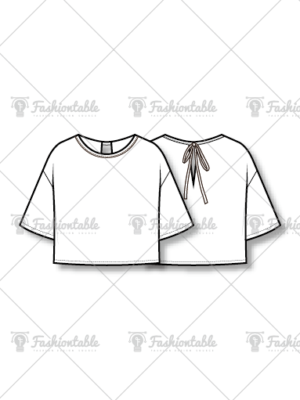 Round Neck Cropped Blouse