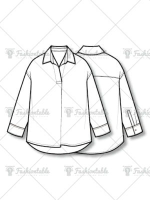 Skipper Collar Shirt fashion flat sketches