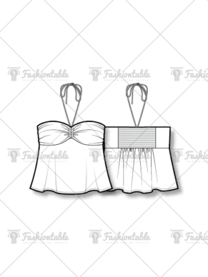 Bandeau Top Fashion Flat Sketches