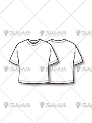 cropped_T-shirt fashion flat sketches 
