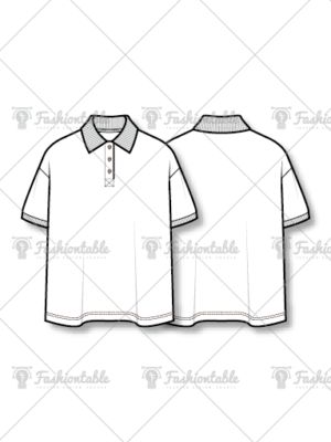 Oversized Polo Shirt_mtm fashion flat sketches 