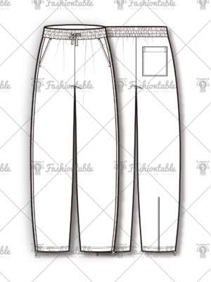 Mens_Drawstring_Cargo_Pants Fashion Flat sketches