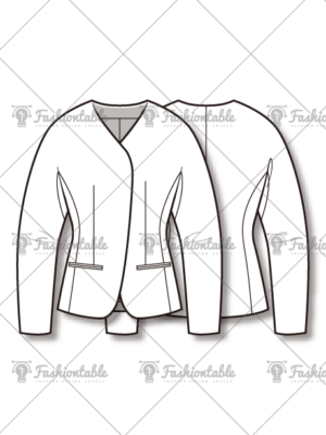 Collarless Tailored Jacket Fashion Flat Sketch