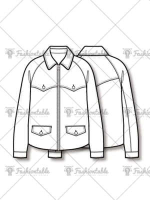 Western Yoke Jacket Fashion Flat Sketch