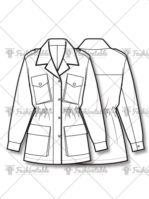 Safari Jacket Fashion Flat Sketch