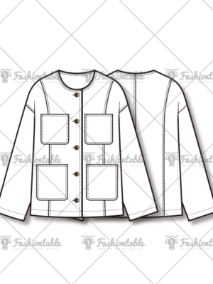 Utility Pocket Jacket Fashion Flat Sketch