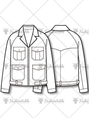 Western Yoke Multi Pocket Jacket Fashion Flat Sketch