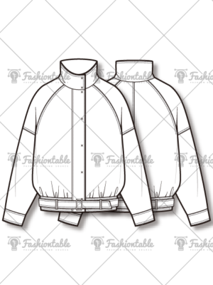 Belted Bomber Jacket Fashion Flat Sketch