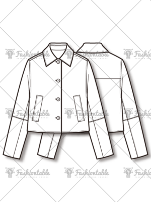 Classic Short Jacket Fashion Flat Sketch
