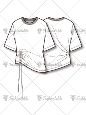 Drawstring Ruched T-shirt 드로우스트링 티셔츠 패션도식화